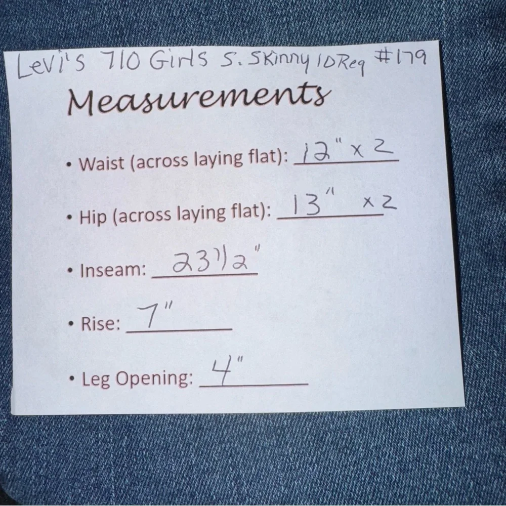 Levi’s 710 Super Skinny Girls Jeans Size 10 Regular Adjustable Waist Denim